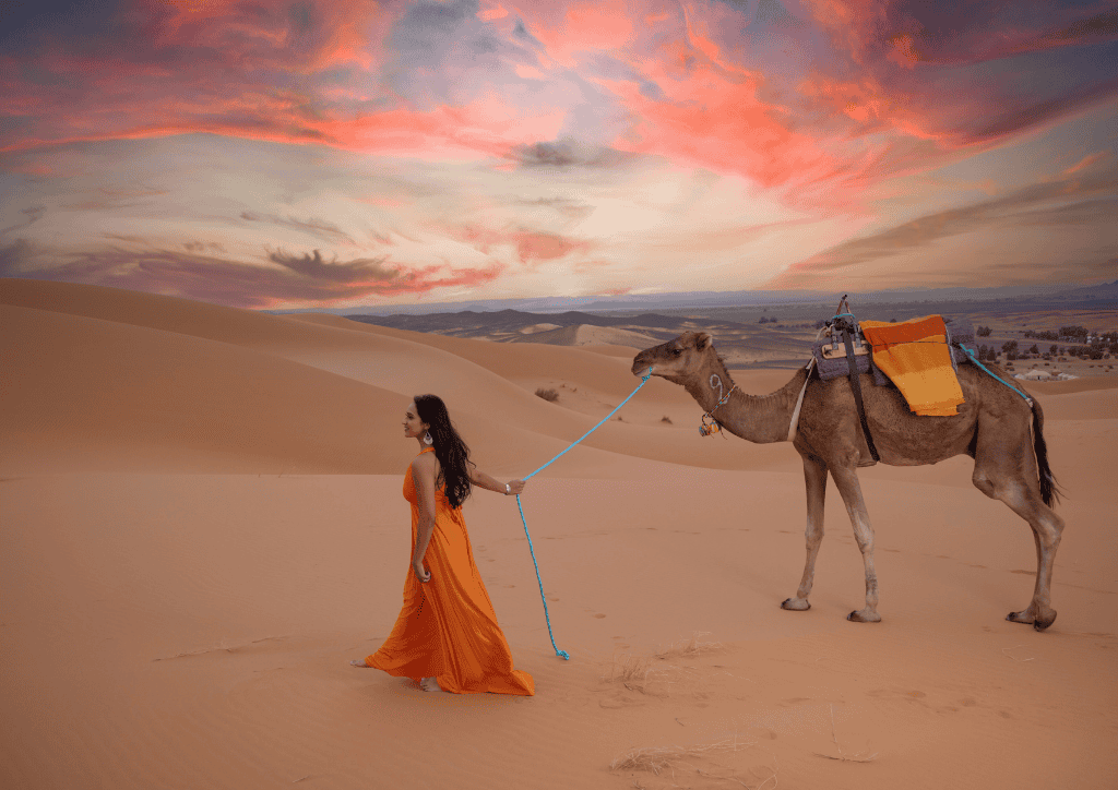 erg chebbi sunset camel ride